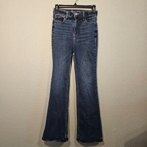 Old Navy Higher High-Rise Flare Jeans Dark Wash Denim Blue Women Western Indie 0